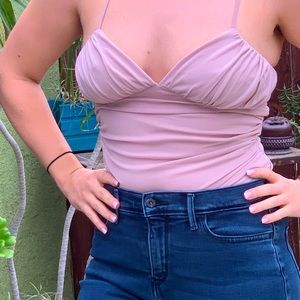Nude ruched mesh bodysuit